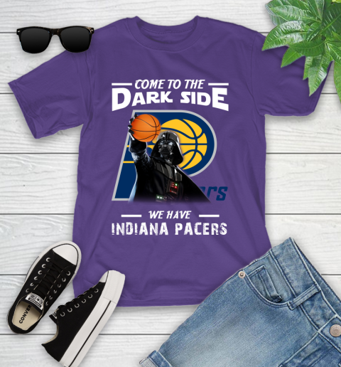NBA Come To The Dark Side We Have Indiana Pacers Star Wars Darth Vader Basketball Youth T-Shirt 3