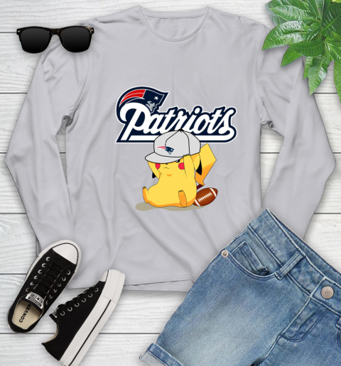 NFL Pikachu Football Sports New England Patriots Youth Long Sleeve 5