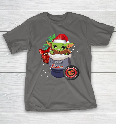Calgary Flames Christmas Baby Yoda Star Wars Funny Happy NHL T-Shirt 9