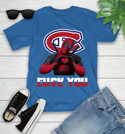 NHL Montreal Canadiens Deadpool Love You Fuck You Hockey Sports Youth T-Shirt 12