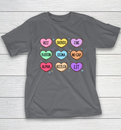 Skibidi Valentine's Day Candy Heart Funny Valentine Rizz Youth T-Shirt 5