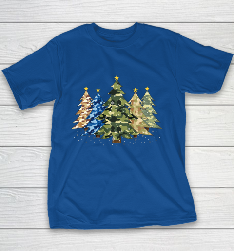 Camo Print Christmas Trees with Camouflage Print Xmas Youth T-Shirt 6