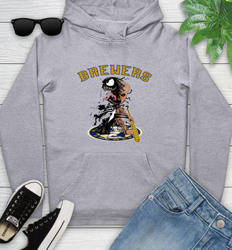 MLB Milwaukee Brewers Baseball Venom Groot Guardians Of The Galaxy Youth Hoodie 6