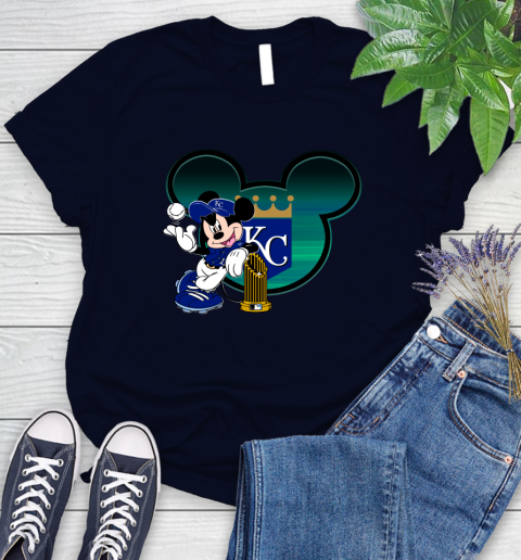 MLB Kansas City Royals The Commissioner's Trophy Mickey Mouse Disney Women's T-Shirt 3