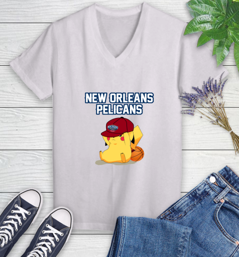 NBA Pikachu Basketball Sports New Orleans Pelicans Women's V-Neck T-Shirt