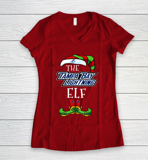 Tampa Bay Lightning Christmas ELF Funny NHL Women's V-Neck T-Shirt 8