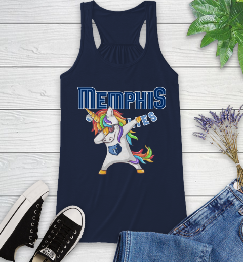 Memphis Grizzlies NBA Basketball Funny Unicorn Dabbing Sports Racerback Tank 12