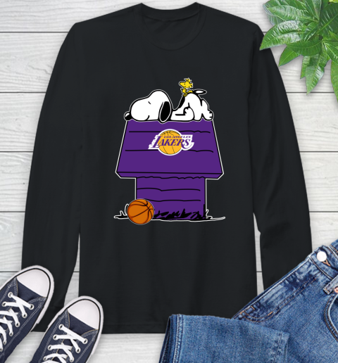 Los Angeles Lakers NBA Basketball Snoopy Woodstock The Peanuts Movie Long Sleeve T-Shirt 2