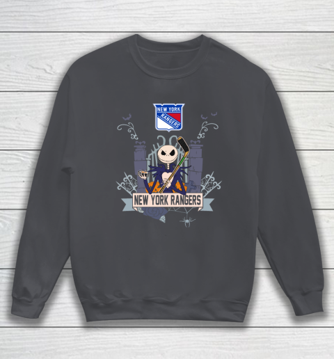 NHL New York Rangers Hockey Jack Skellington Halloween Sweatshirt 4