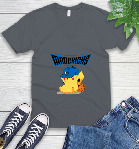 NBA Pikachu Basketball Sports Dallas Mavericks V-Neck T-Shirt 5