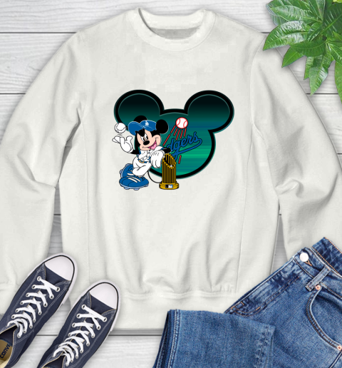 MLB Los Angeles Dodgers The Commissioner's Trophy Mickey Mouse Disney Sweatshirt