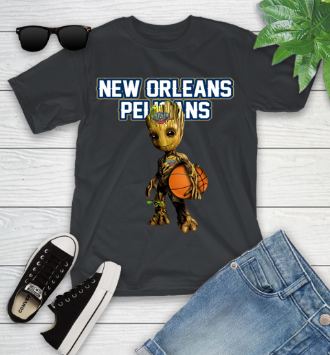New Orleans Pelicans NBA Basketball Groot Marvel Guardians Of The Galaxy Youth T-Shirt 2