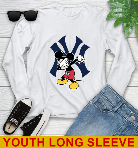 New York Yankees MLB Baseball Dabbing Mickey Disney Sports Youth Long Sleeve