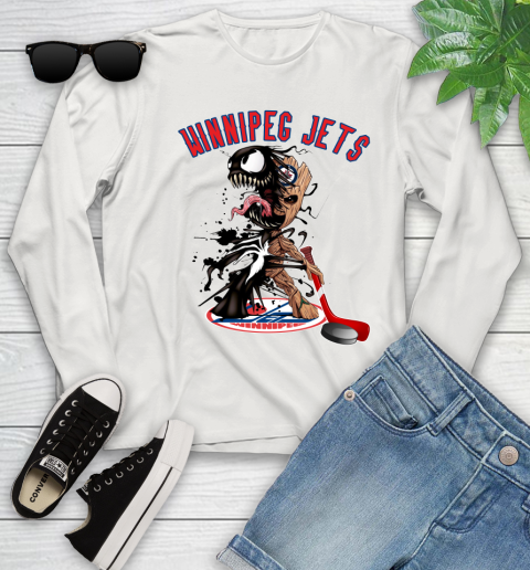 NHL Winnipeg Jets Hockey Venom Groot Guardians Of The Galaxy Youth Long Sleeve 12