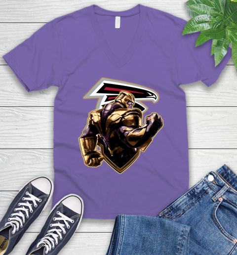 NFL Thanos Avengers Endgame Football Sports Atlanta Falcons V-Neck T-Shirt 9