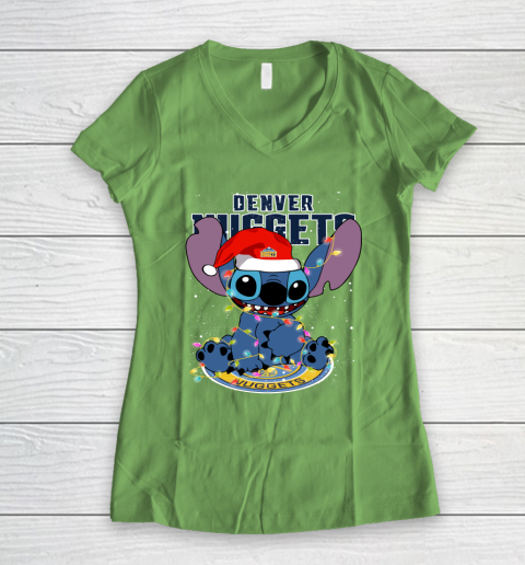 Denver Nuggets NBA noel stitch Basketball Christmas Women's V-Neck T-Shirt 5