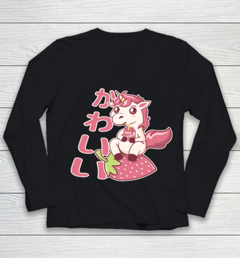 Strawberry Milk Shake Carton  Kawaii Chibi Unicorn Japanese Youth Long Sleeve