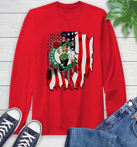 Boston Celtics NBA Basketball American Flag Long Sleeve T-Shirt 11