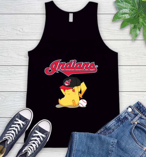 MLB Pikachu Baseball Sports Cleveland Indians Tank Top 2