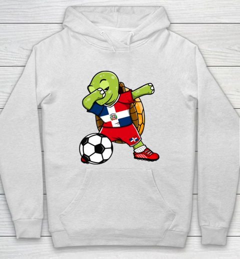 Dabbing Turtle Dominican Republic Soccer Fans Flag Football Hoodie