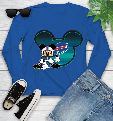 NFL Buffalo Bills Mickey Mouse Disney Football T Shirt Youth Long Sleeve 9