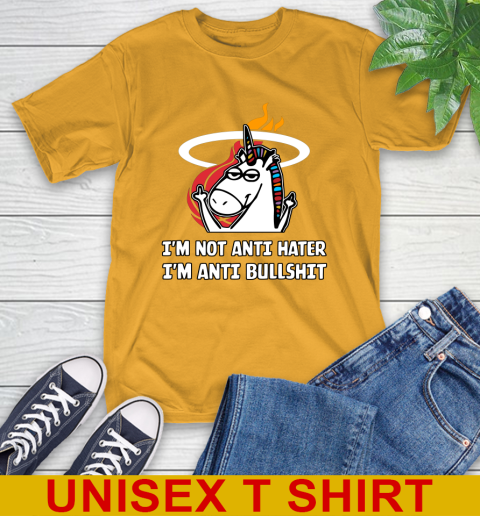 Miami Heat NBA Basketball Unicorn I'm Not Anti Hater I'm Anti Bullshit T-Shirt 3