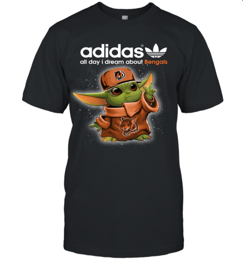 Baby Yoda Adidas All Day I Dream About CIncinnati Bengals Unisex Jersey Tee