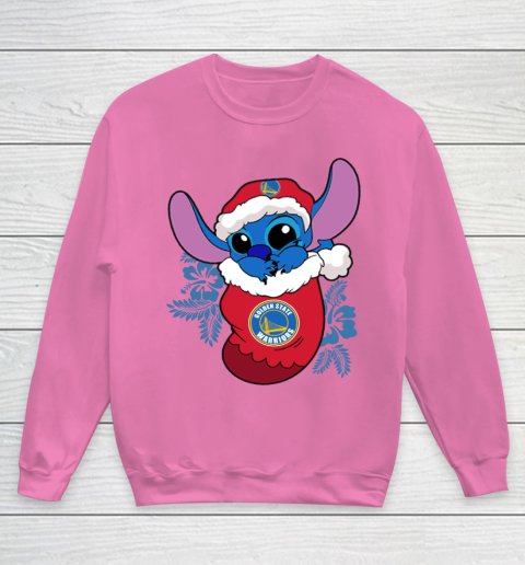 Golden State Warriors Christmas Stitch In The Sock Funny Disney NBA Youth Sweatshirt 7