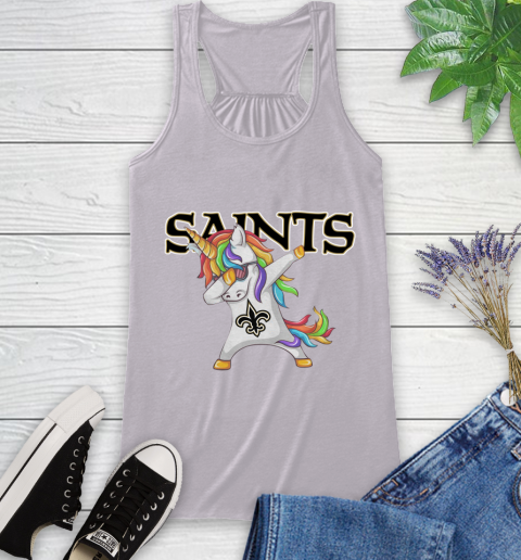 New Orleans Saints NFL Football Funny Unicorn Dabbing Sports Racerback Tank 5
