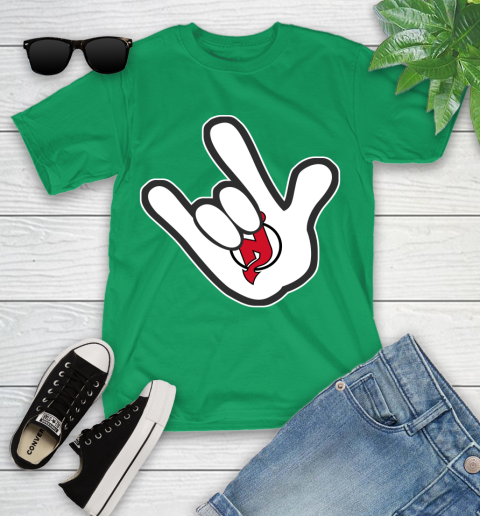 New Jersey Devils NHL Hockey Mickey Rock Hand Disney Youth T-Shirt 6