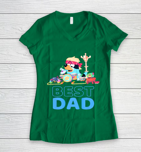 Bluey Best Dad Matching Family For Lover Women's V-Neck T-Shirt 3