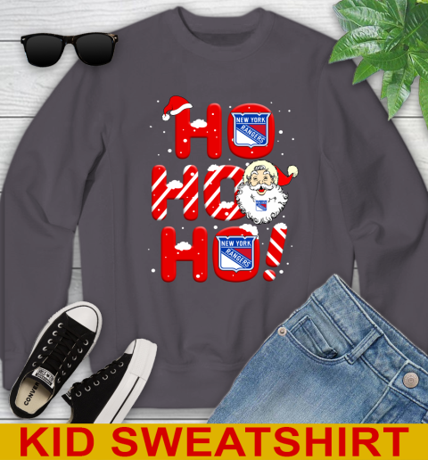 New York Rangers NHL Hockey Ho Ho Ho Santa Claus Merry Christmas Shirt Youth Sweatshirt 5