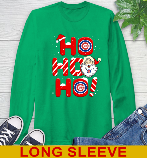 Chicago Cubs MLB Baseball Ho Ho Ho Santa Claus Merry Christmas Shirt Long Sleeve T-Shirt 8