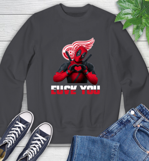 NHL Detroit Red Wings Deadpool Love You Fuck You Hockey Sports Sweatshirt 6