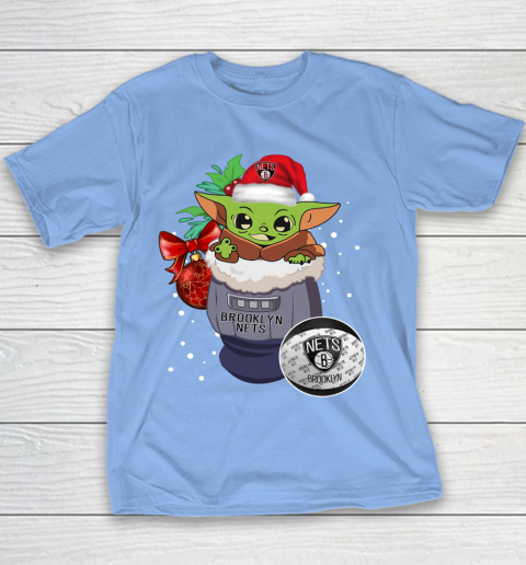 Brooklyn Nets Christmas Baby Yoda Star Wars Funny Happy NBA Youth T-Shirt 10