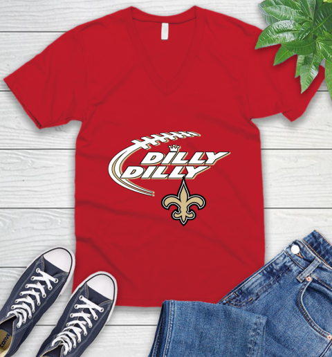 NFL New Orleans Saints Dilly Dilly Football Sports V-Neck T-Shirt 7