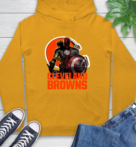 NFL Captain America Thor Spider Man Hawkeye Avengers Endgame Football Cleveland Browns Hoodie 3