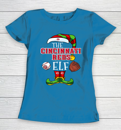 Cincinnati Reds Christmas ELF Funny MLB Women's T-Shirt 6
