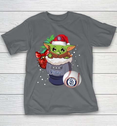 San Diego Padres Christmas Baby Yoda Star Wars Funny Happy MLB Youth T-Shirt 7