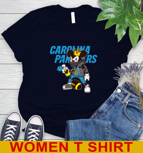 Carolina Panthers NFL Football Mickey Peace Sign Sports Women's T-Shirt 3