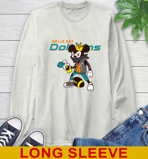 Miami Dolphins NFL Football Mickey Peace Sign Sports Long Sleeve T-Shirt 12