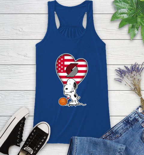 Portland Trail Blazers NBA Basketball The Peanuts Movie Adorable Snoopy Racerback Tank 9