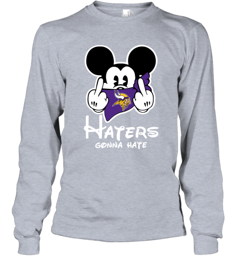 NFL Minnesota Vikings Haters Gonna Hate Mickey Mouse Disney Football T Shirt S6L98YUqzPU long sleeve tee 14 95 151514 front sport grey