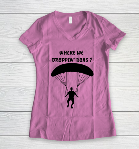 Fortnite Tshirt Where we droppin Boys Women's V-Neck T-Shirt 8