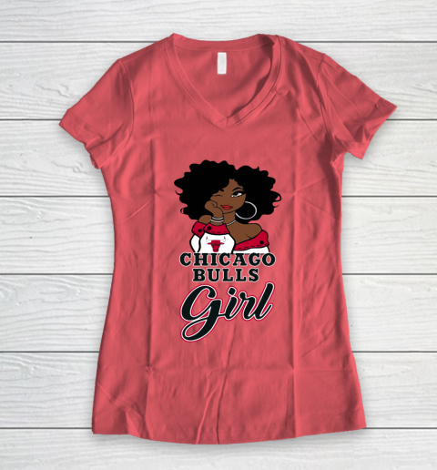 Chicago Bulls Girl NBA Women's V-Neck T-Shirt 6