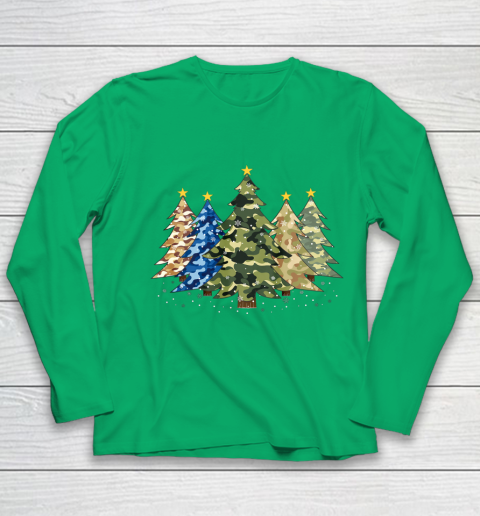 Camo Print Christmas Trees with Camouflage Print Xmas Youth Long Sleeve 4