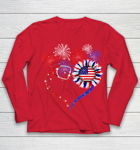 Patriotic Nurse 4th Of July American Flag Independence Day Youth Long Sleeve 8