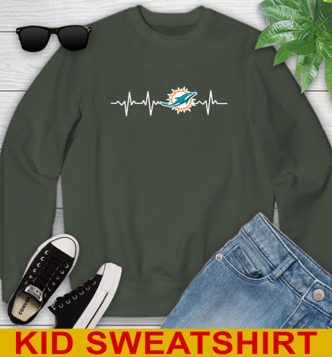 Miami Dolphins NFL Football Heart Beat Shirt Youth Sweatshirt 8