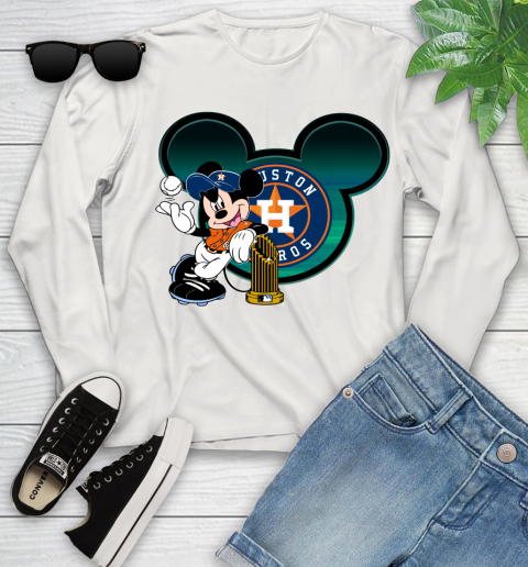 MLB Houston Astros The Commissioner's Trophy Mickey Mouse Disney Youth Long Sleeve 12
