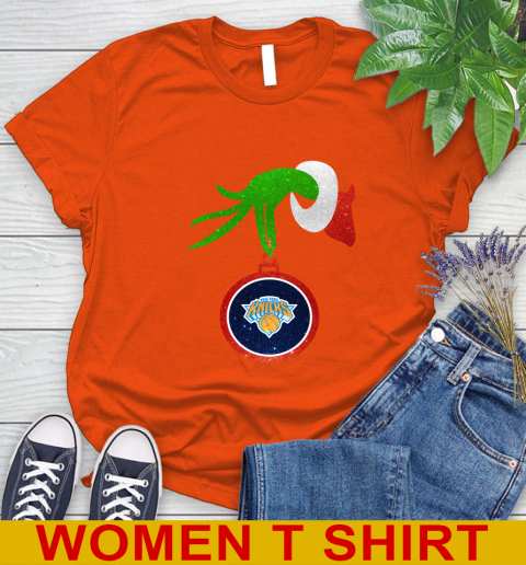 New York Knicks Grinch Merry Christmas NBA Basketball Women's T-Shirt - Image 5